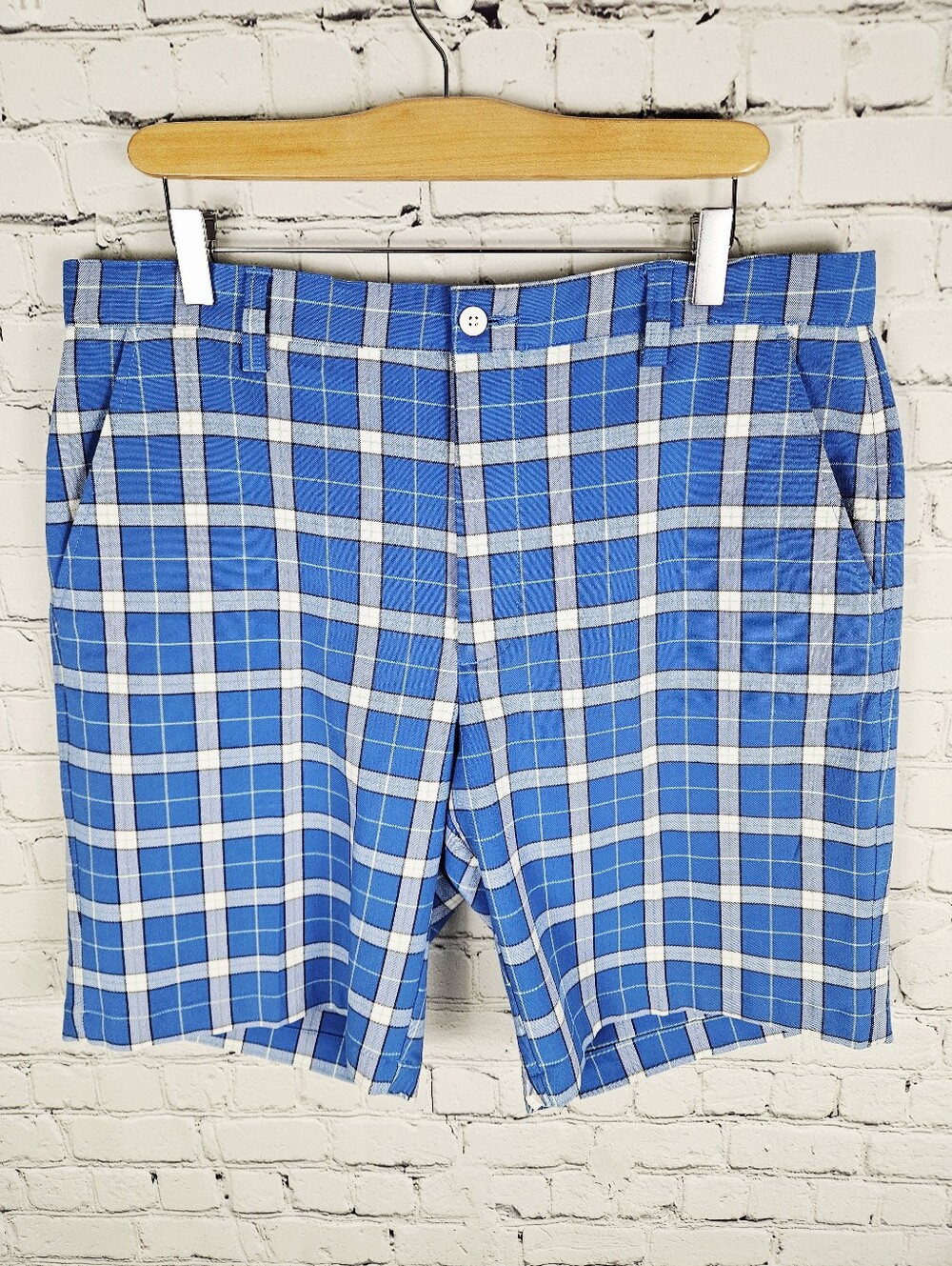 FOOTJOY | plaid flat front golf shorts